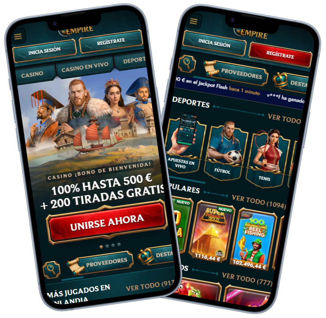 MyEmpire Casino versión móvil con bono, juegos y deportes